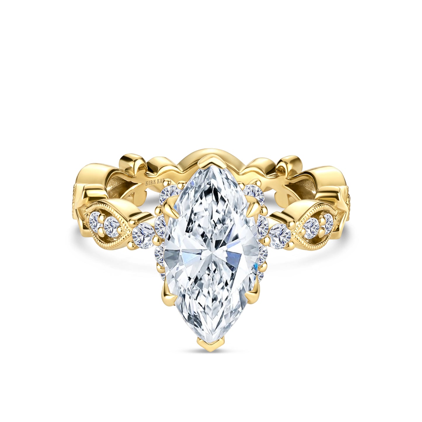 Cathedral Floral Clover Diamond Engagement Ring