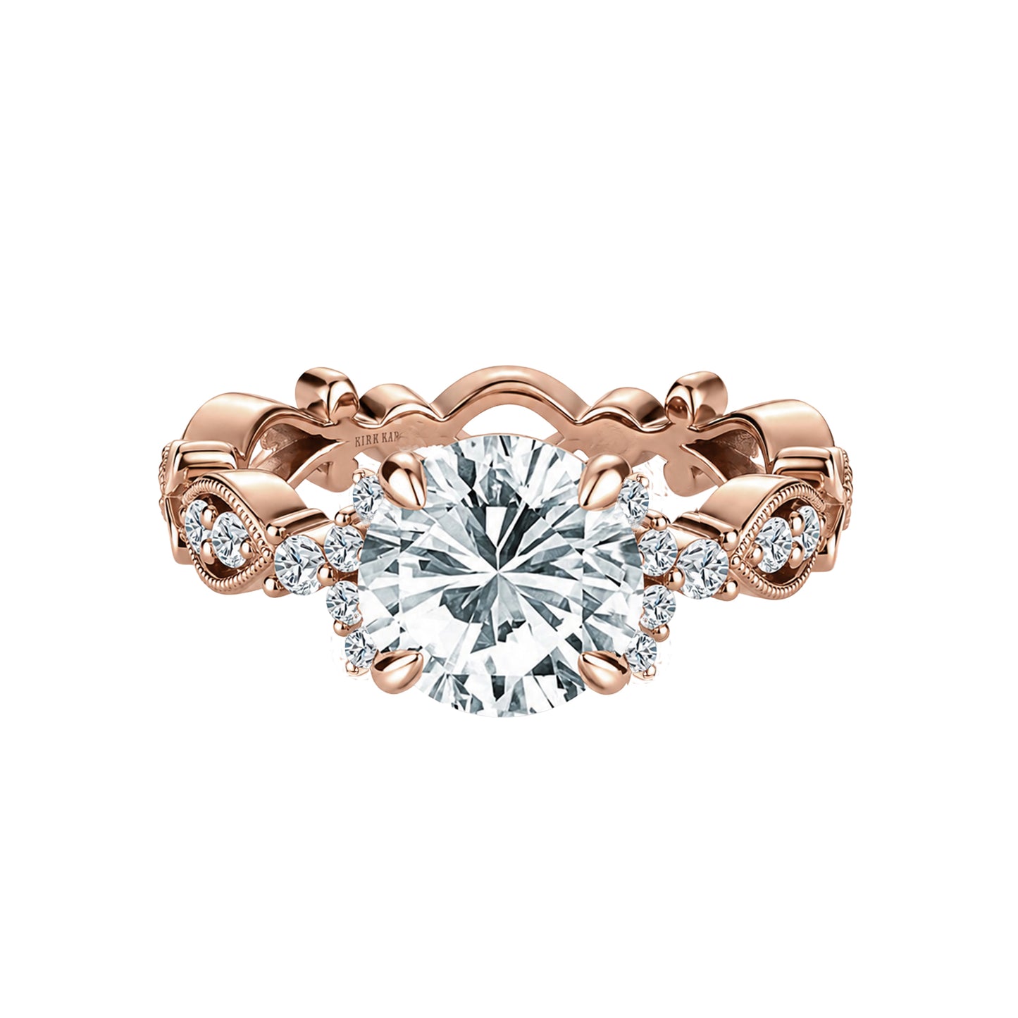 Cathedral Floral Clover Diamond Engagement Ring