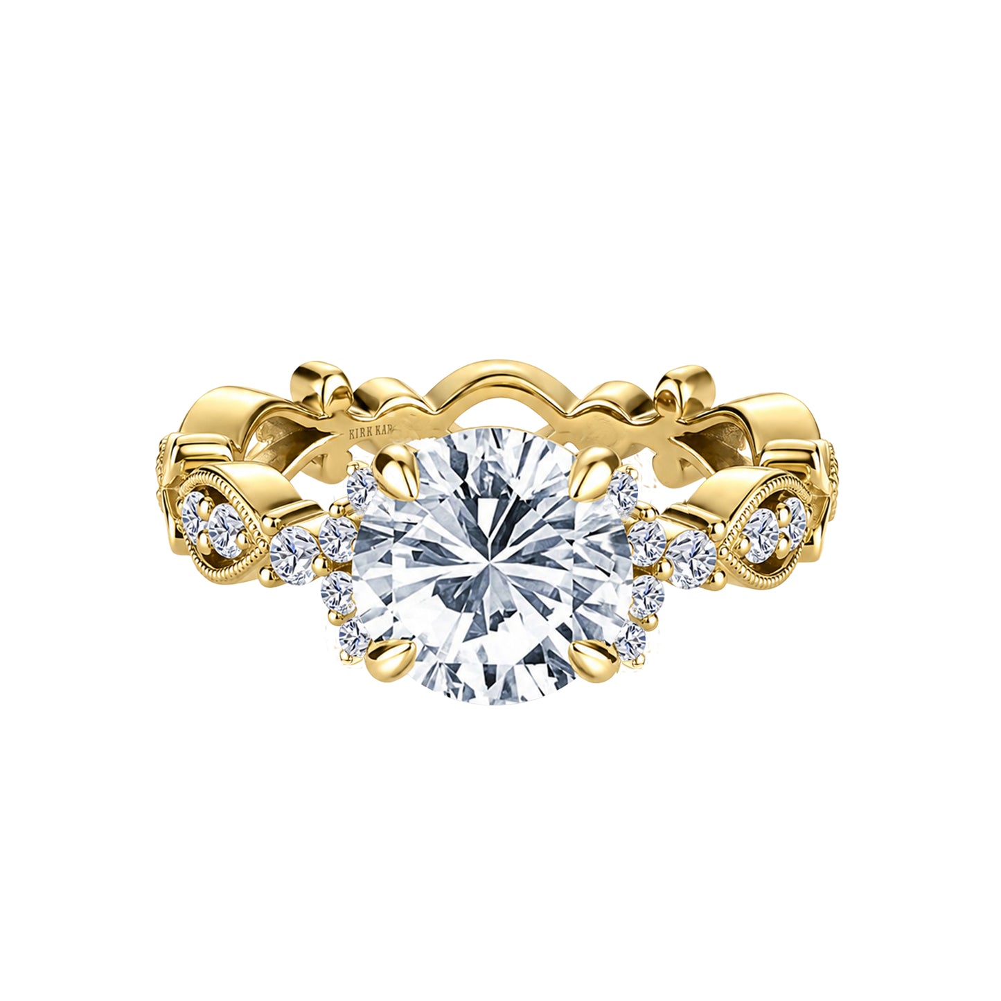 Cathedral Floral Clover Diamond Engagement Ring