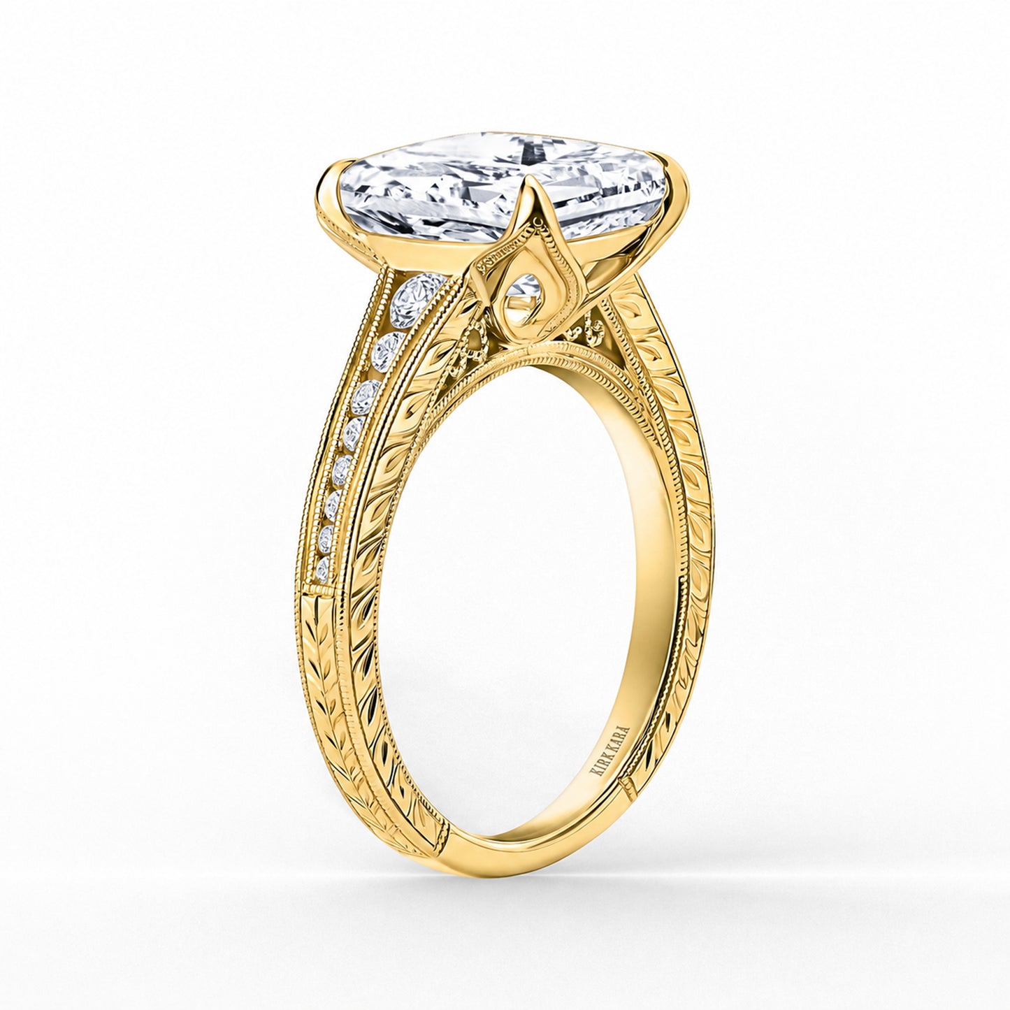 Channel Set Petal Crown Diamond Engagement Ring