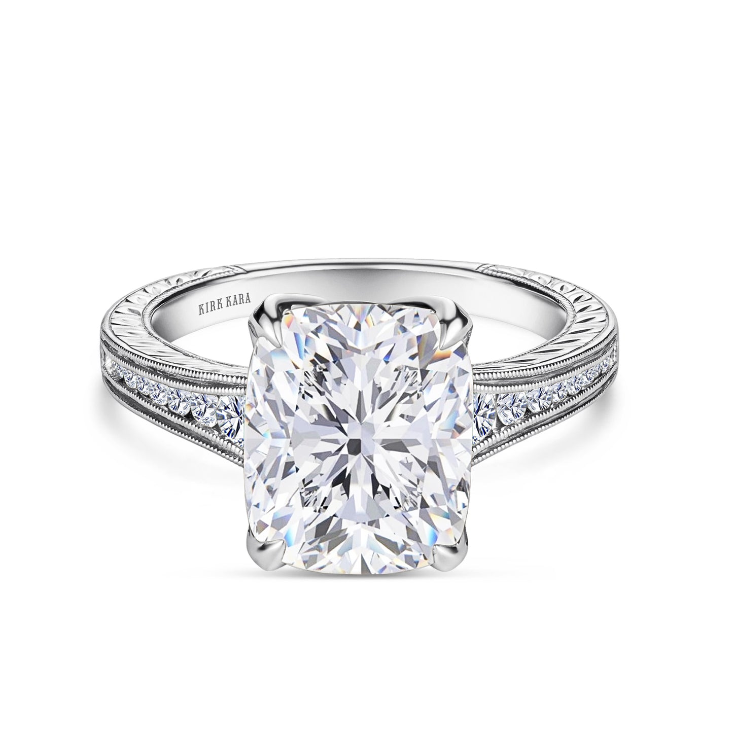 Channel Set Petal Crown Diamond Engagement Ring