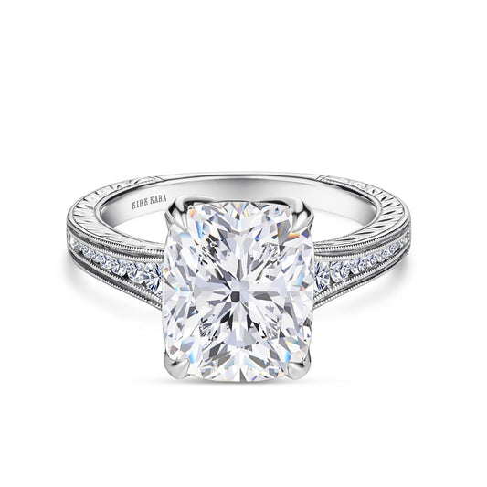 Channel Set Petal Crown Diamond Engagement Ring
