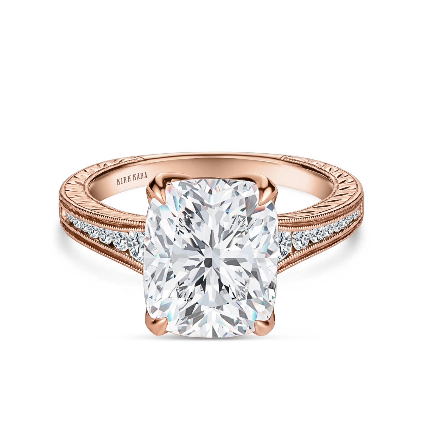 Channel Set Petal Crown Diamond Engagement Ring