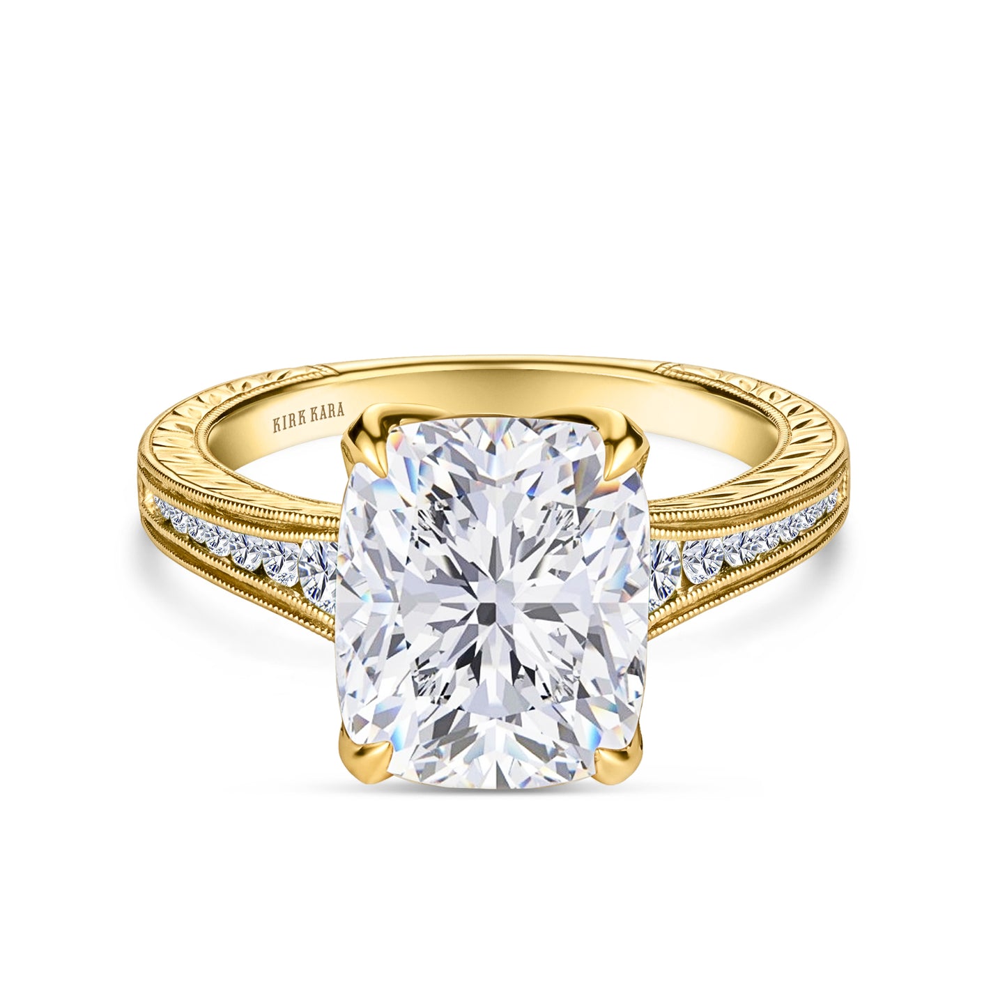 Channel Set Petal Crown Diamond Engagement Ring