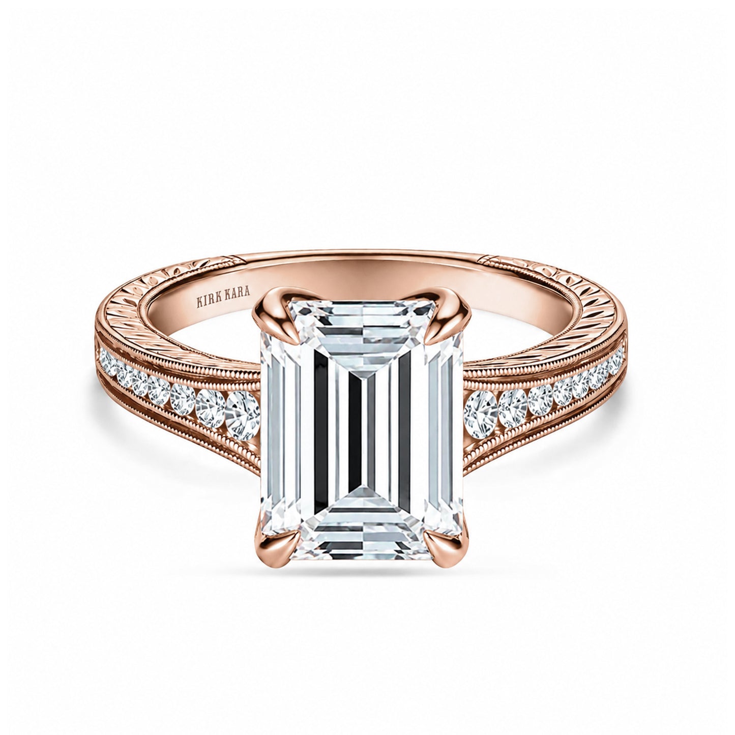 Channel Set Petal Crown Diamond Engagement Ring