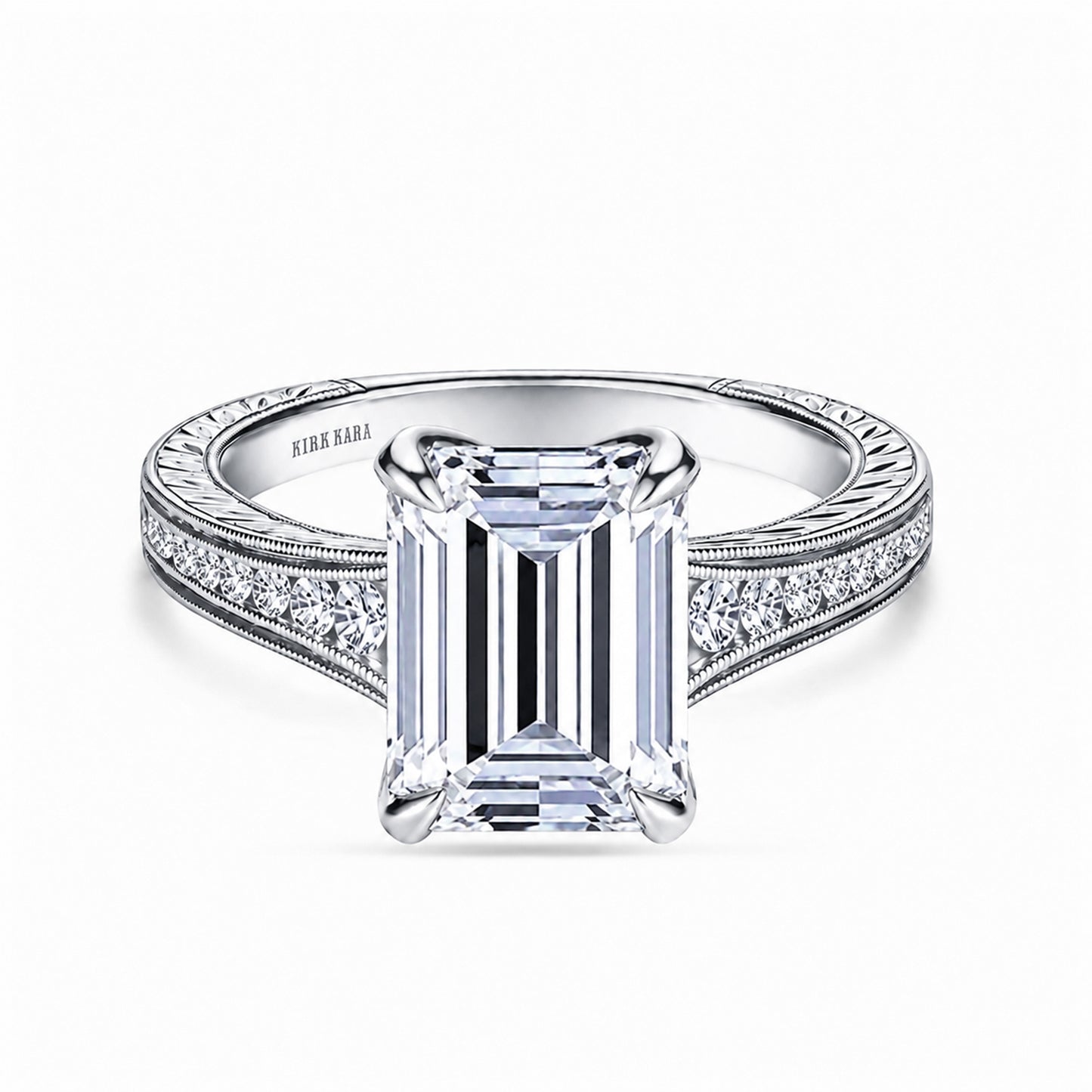 Channel Set Petal Crown Diamond Engagement Ring