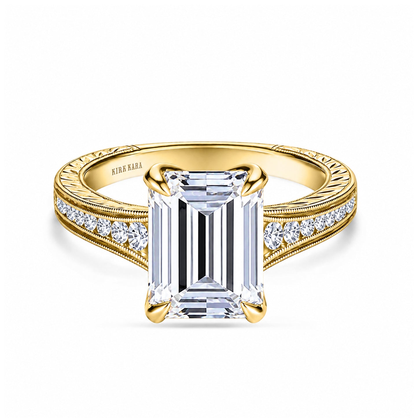 Channel Set Petal Crown Diamond Engagement Ring