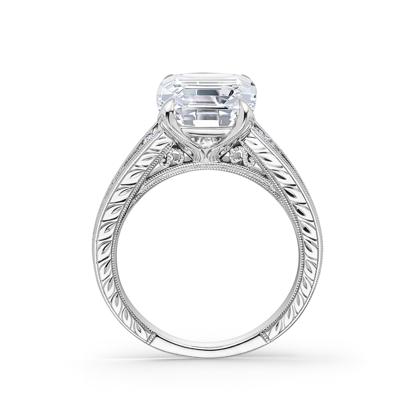 Channel Set Petal Crown Diamond Engagement Ring