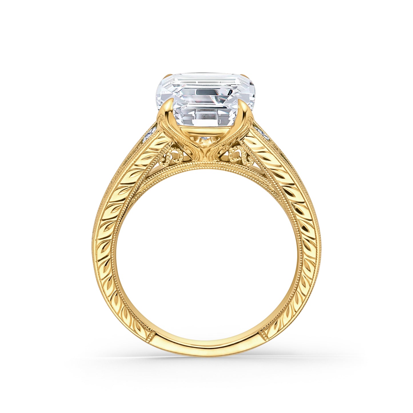 Channel Set Petal Crown Diamond Engagement Ring