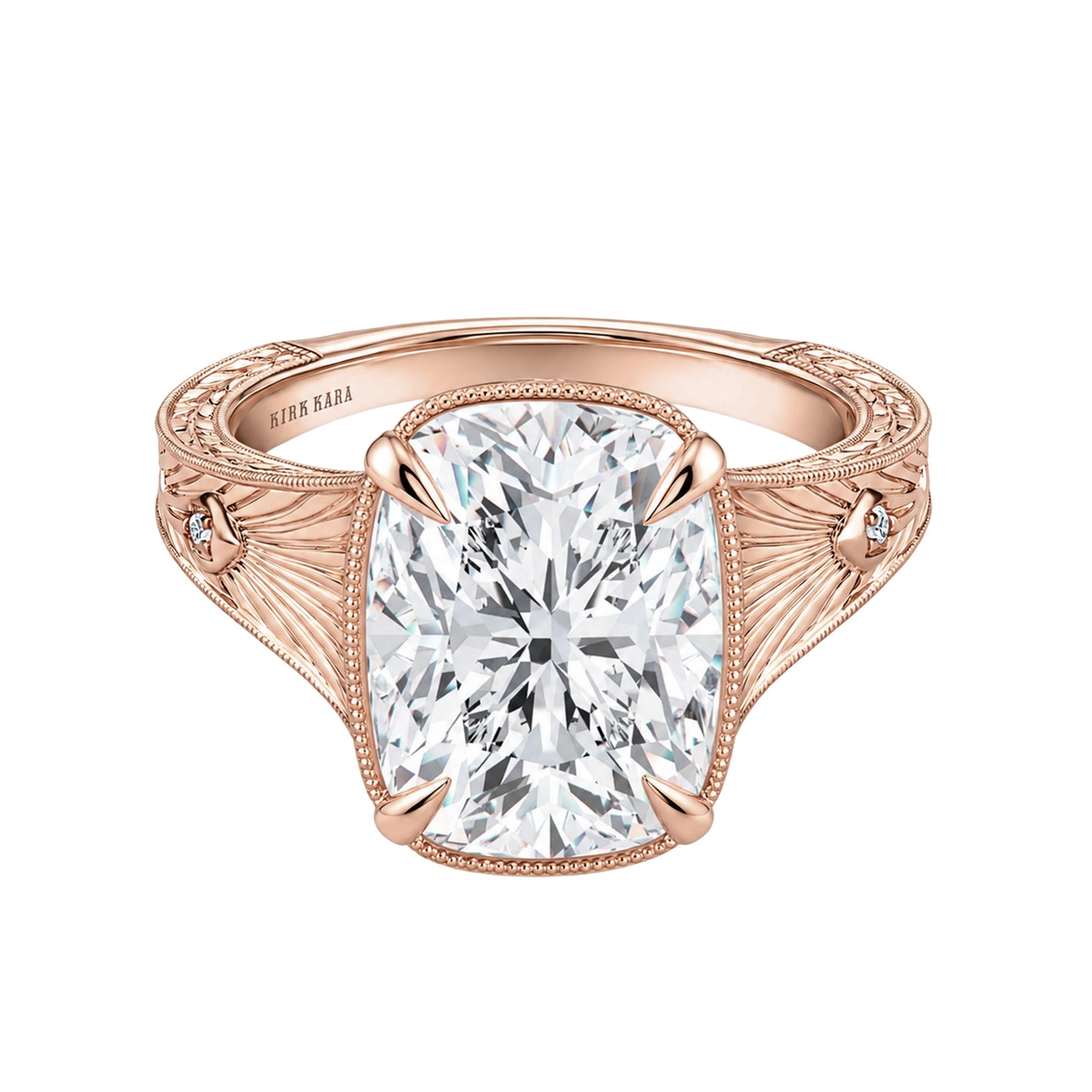 Hand Engraved Vintage Cathedral Engagement Ring