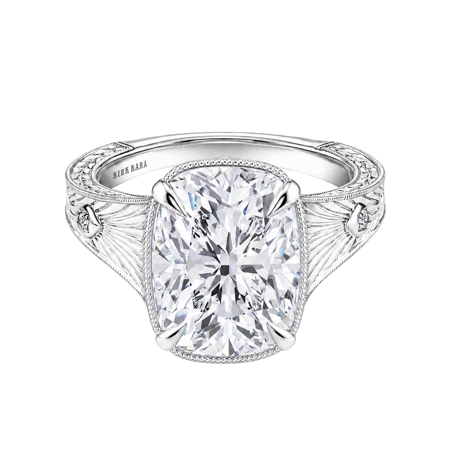 Hand Engraved Vintage Cathedral Engagement Ring