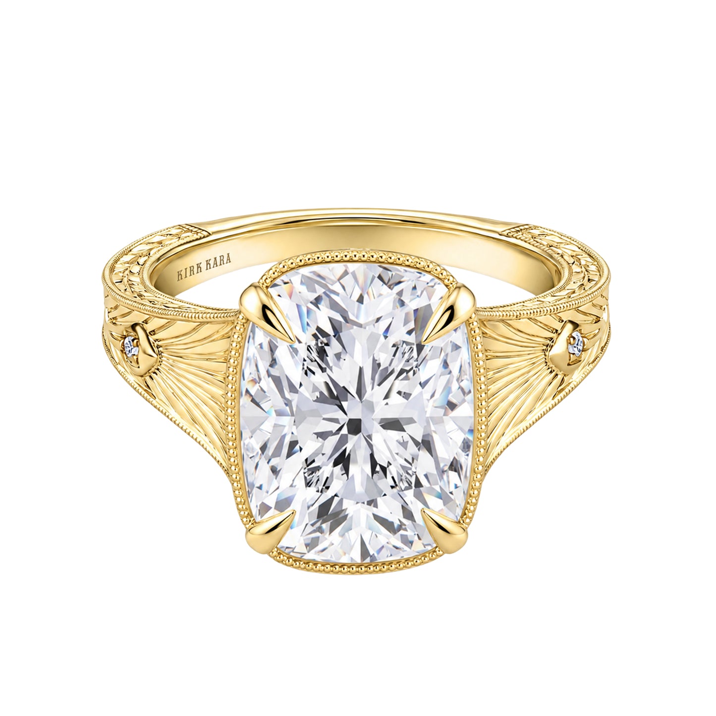 Hand Engraved Vintage Cathedral Engagement Ring