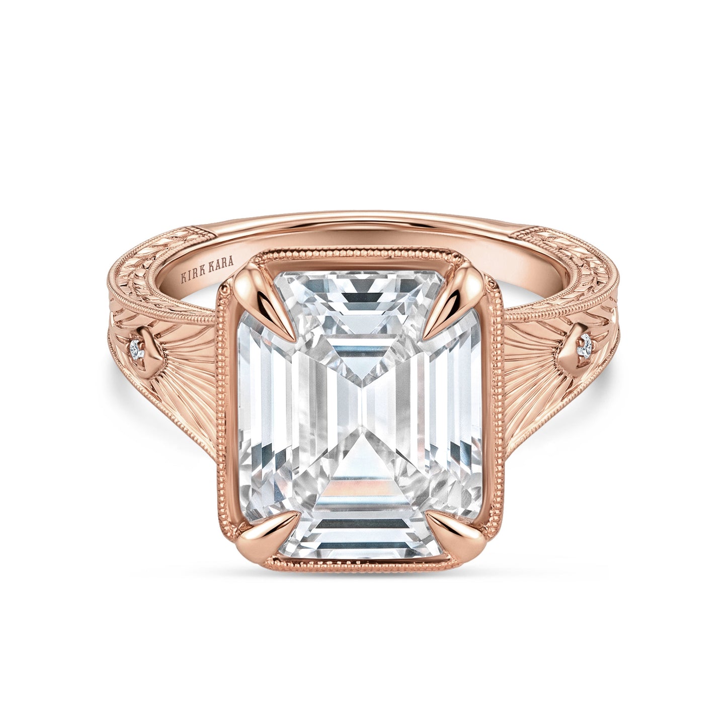 Hand Engraved Vintage Cathedral Engagement Ring