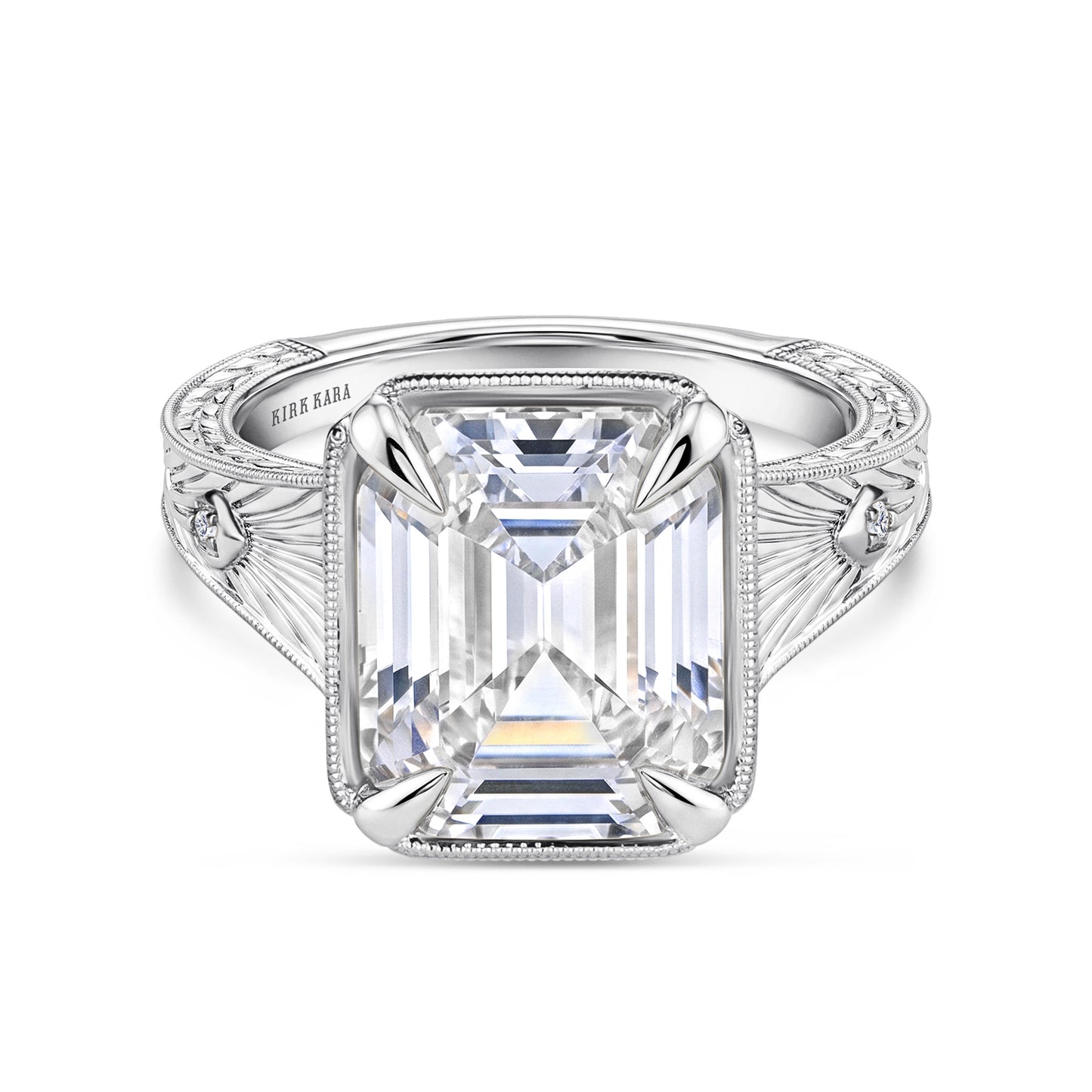 Hand Engraved Vintage Cathedral Engagement Ring