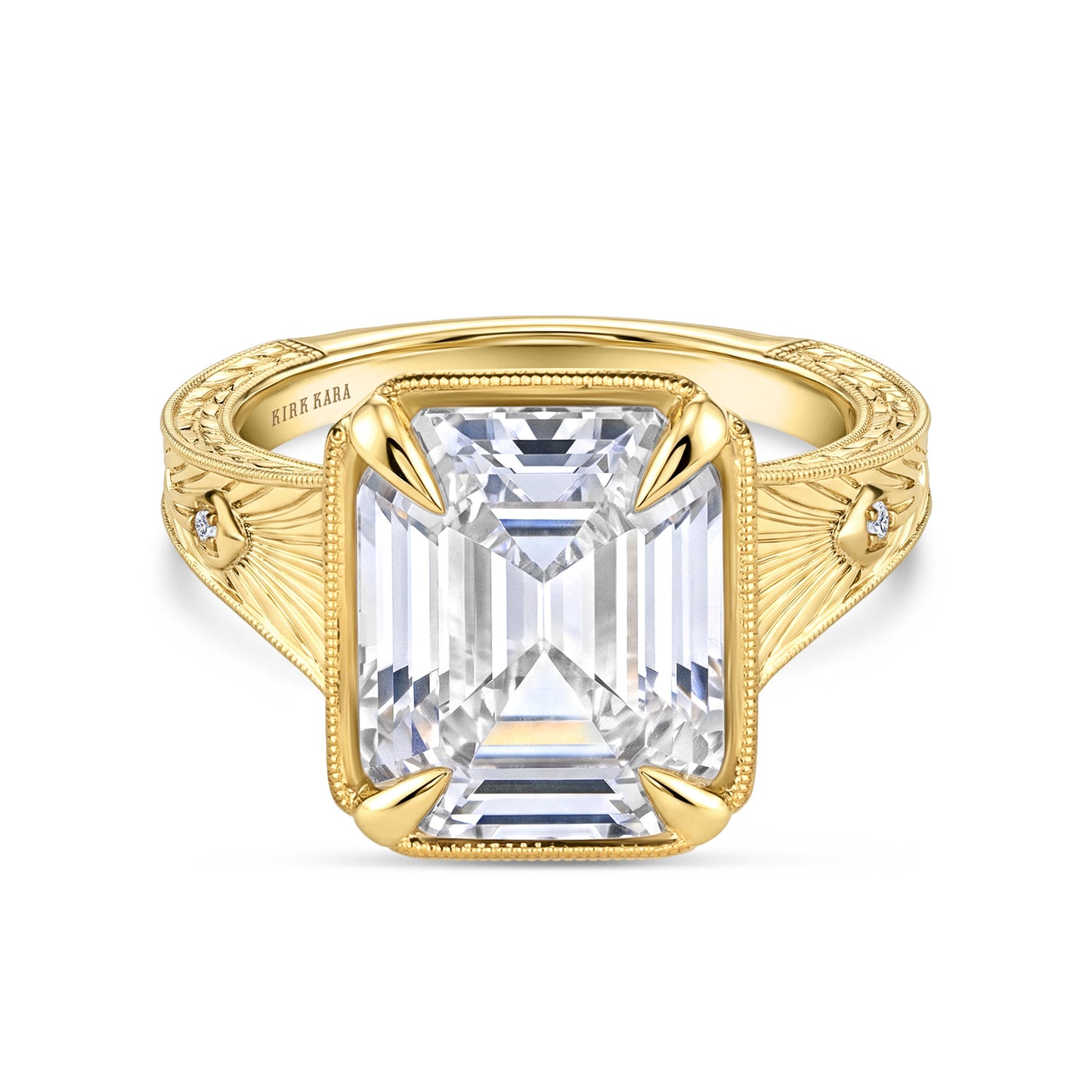Hand Engraved Vintage Cathedral Engagement Ring