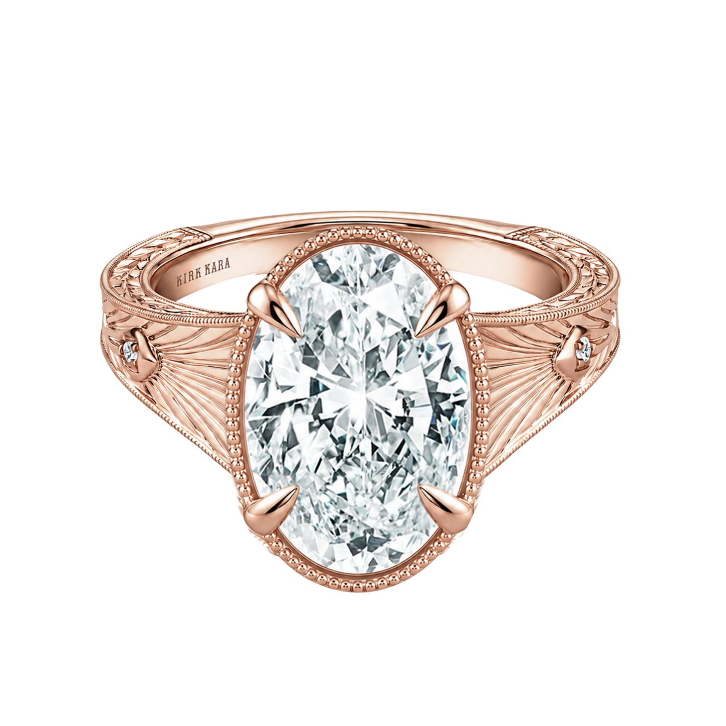 Hand Engraved Vintage Cathedral Engagement Ring