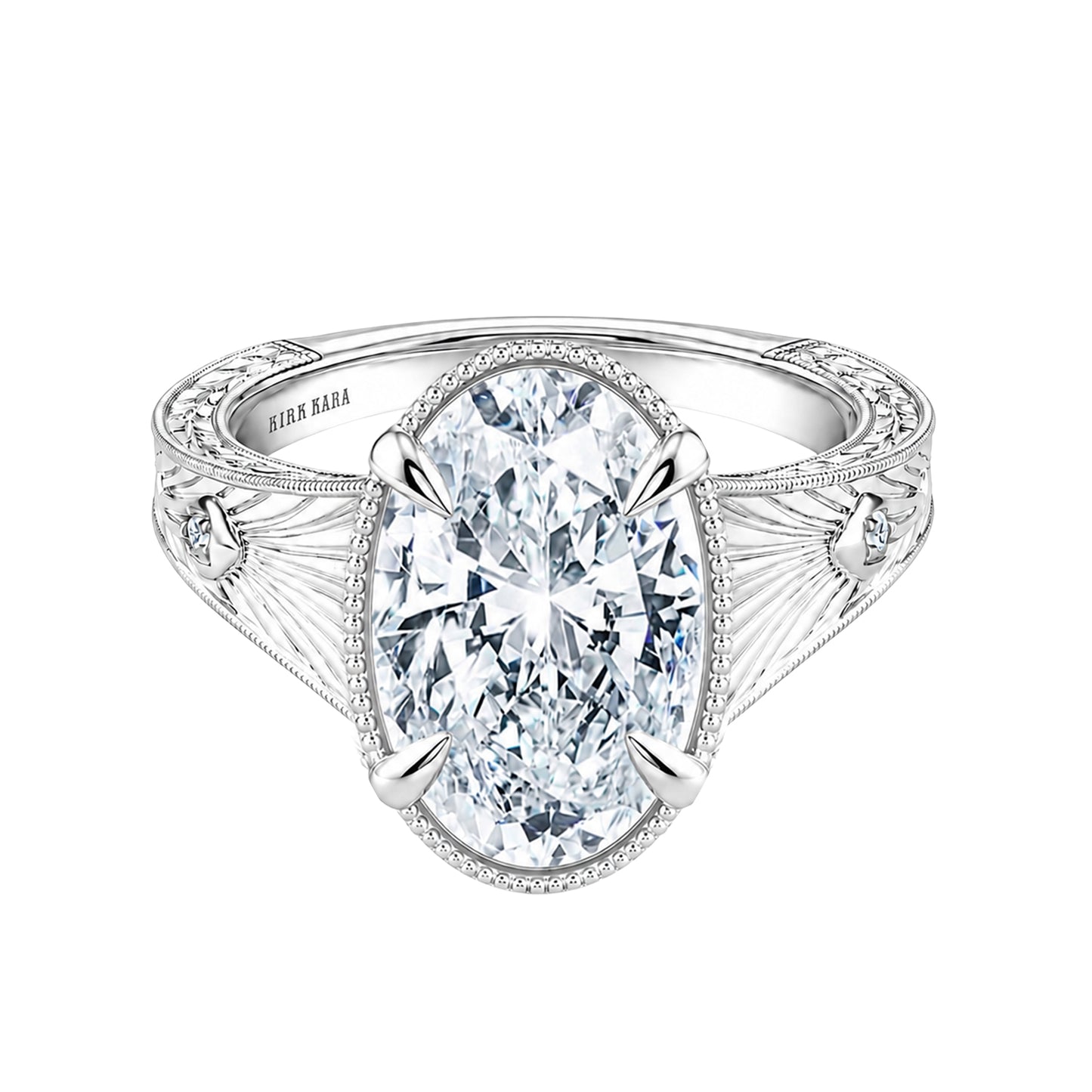 Hand Engraved Vintage Cathedral Engagement Ring