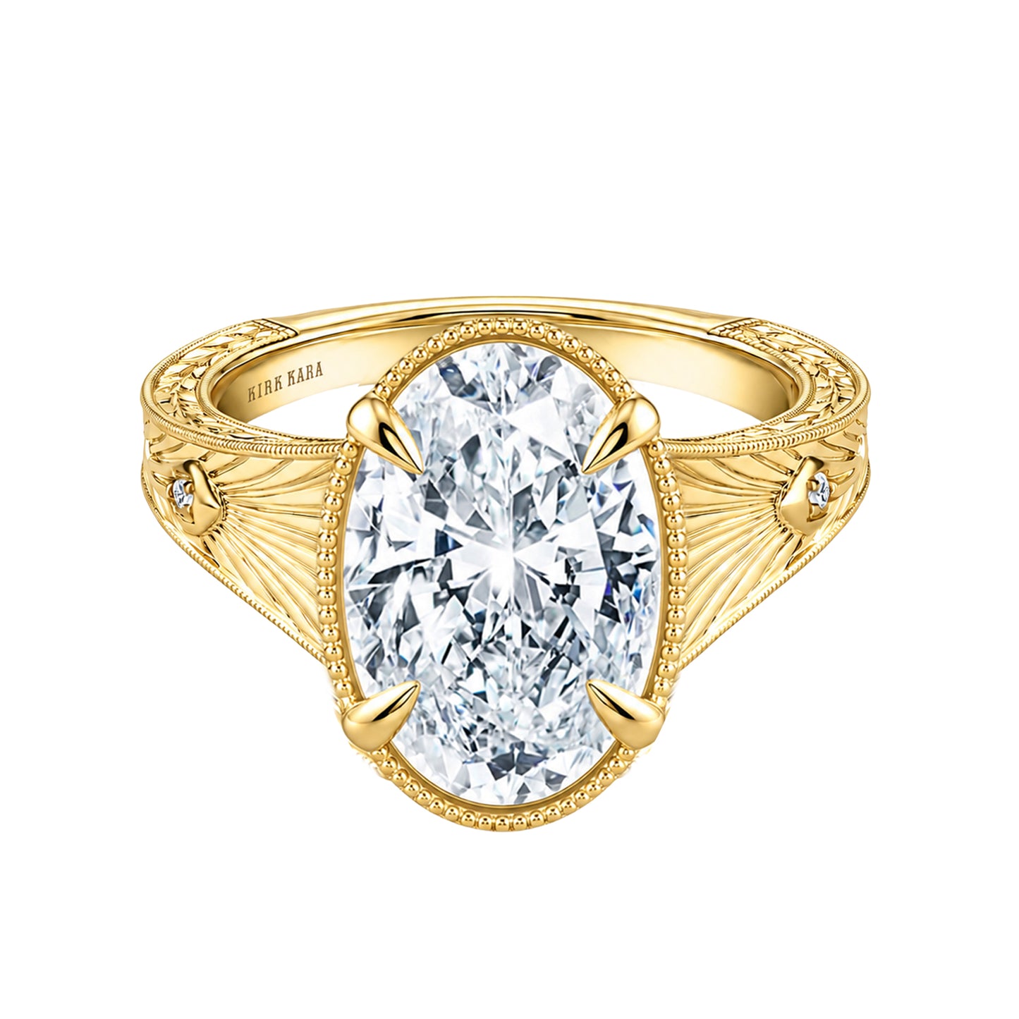 Hand Engraved Vintage Cathedral Engagement Ring