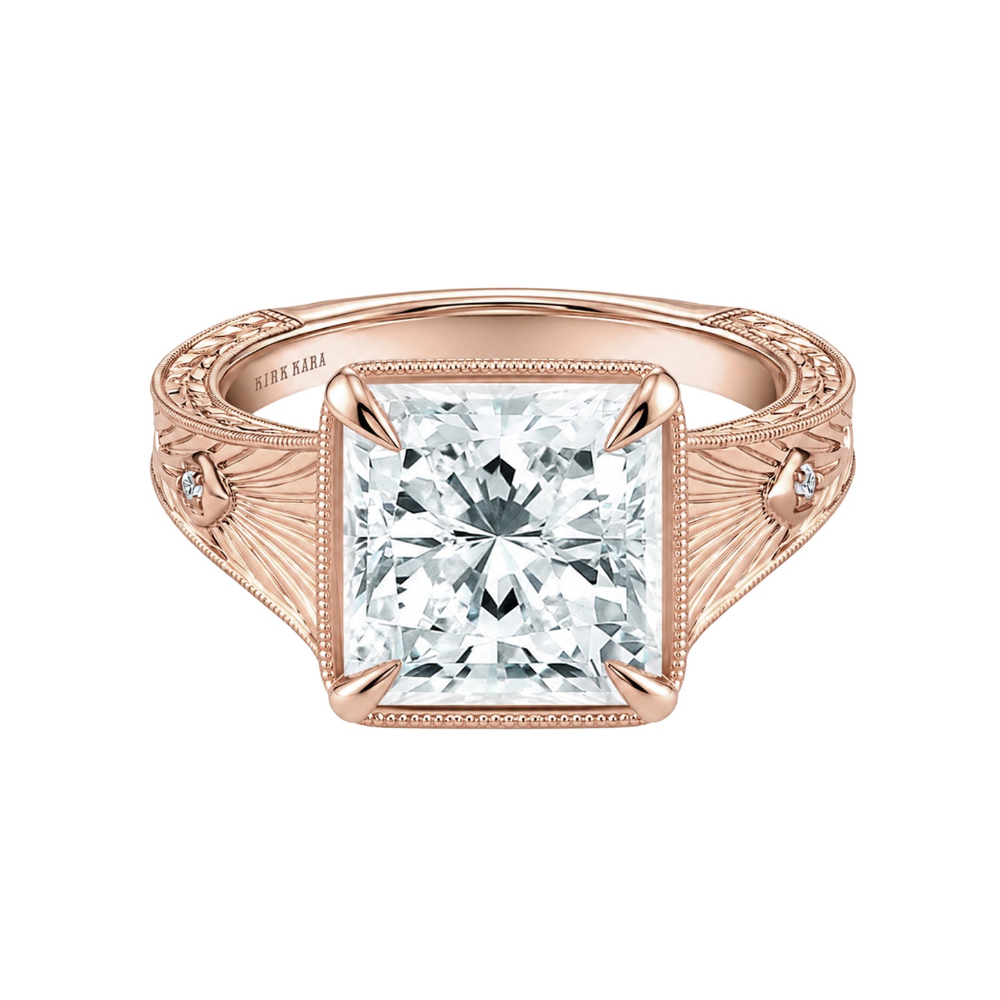 Hand Engraved Vintage Cathedral Engagement Ring