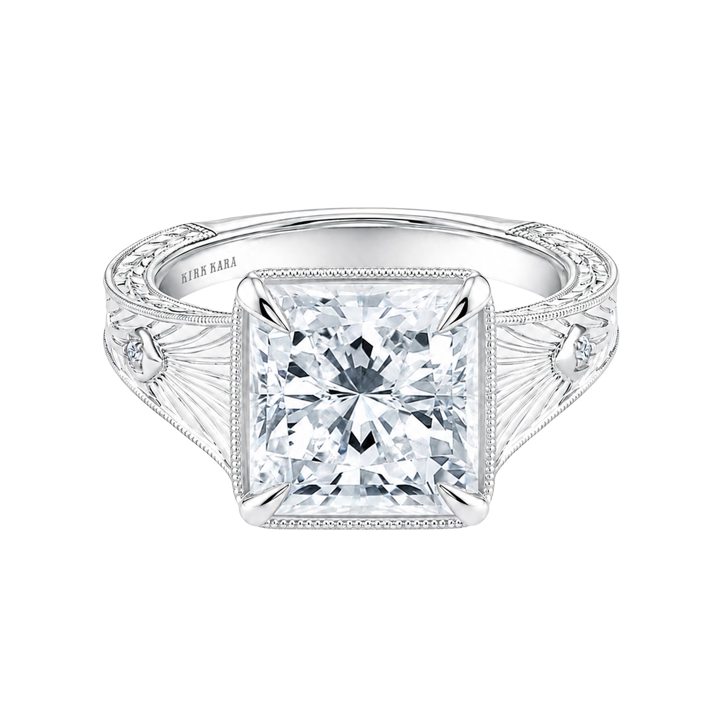 Hand Engraved Vintage Cathedral Engagement Ring