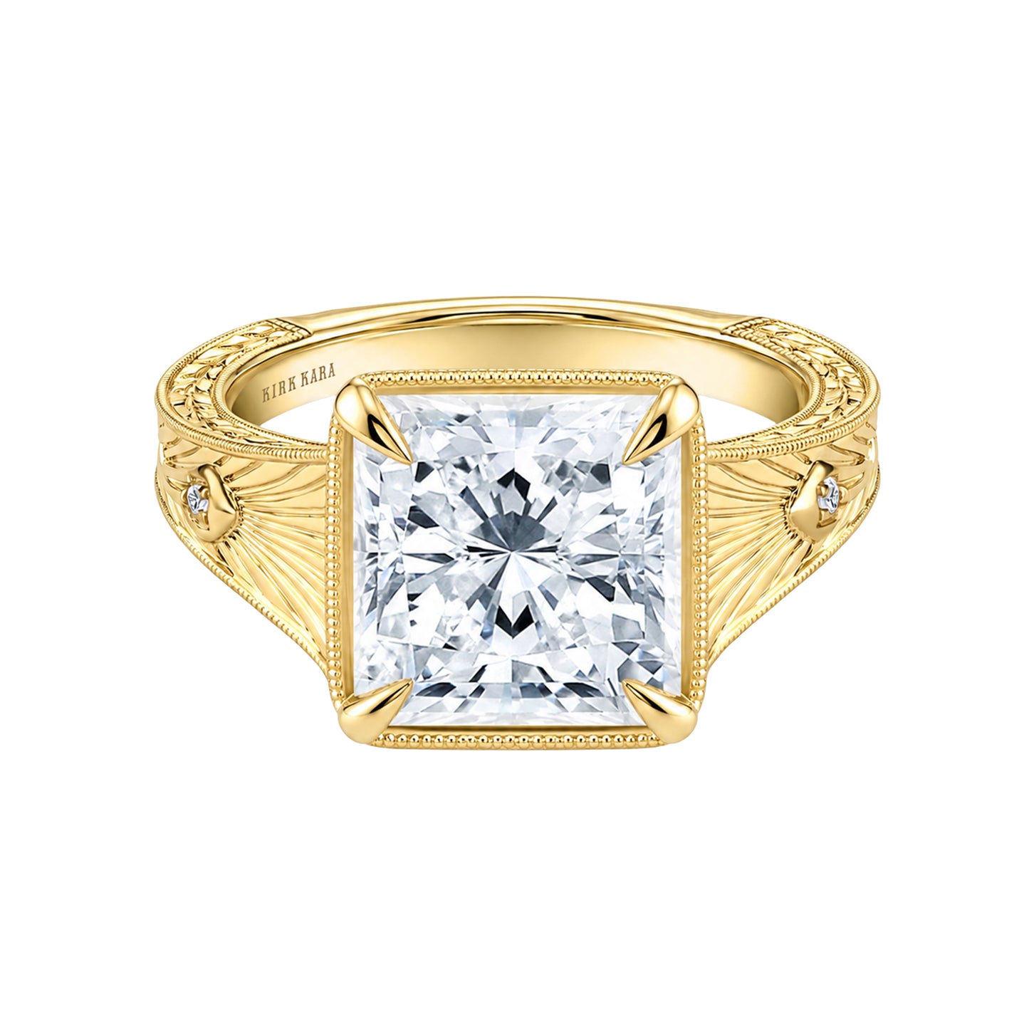Hand Engraved Vintage Cathedral Engagement Ring