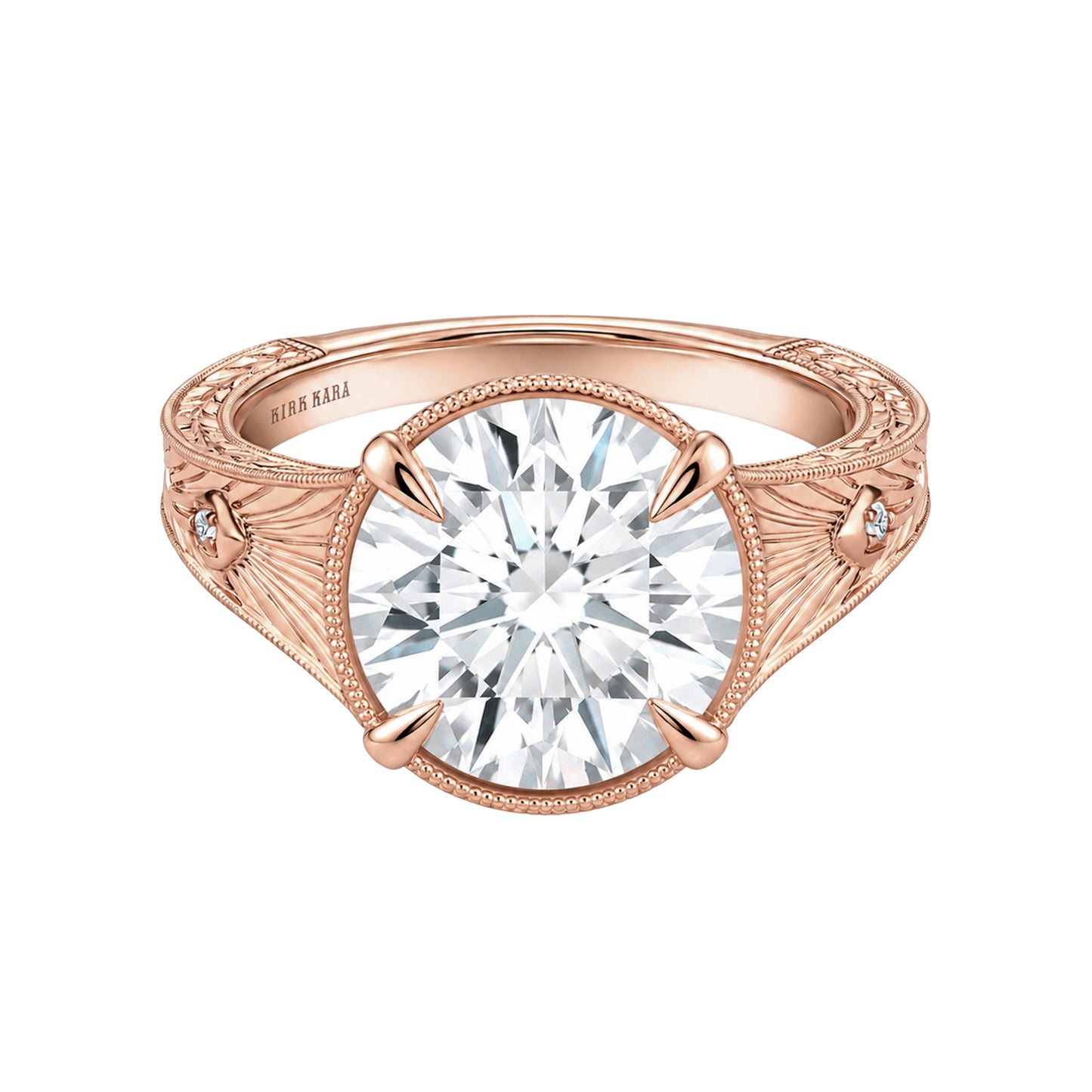 Hand Engraved Vintage Cathedral Engagement Ring