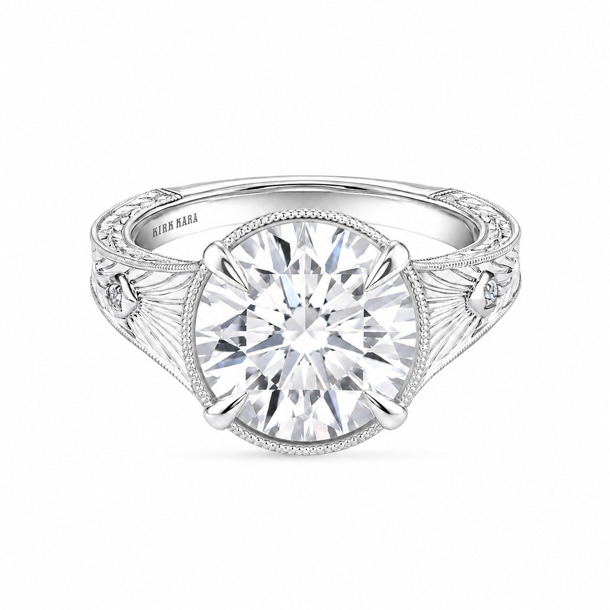 Hand Engraved Vintage Cathedral Engagement Ring