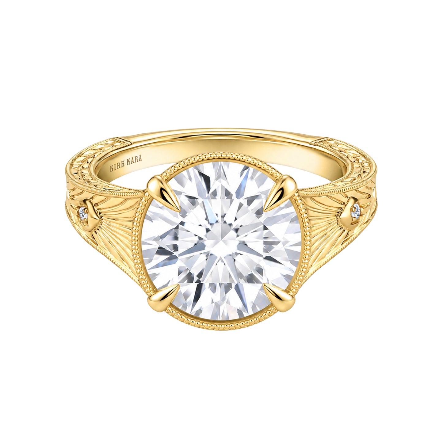 Hand Engraved Vintage Cathedral Engagement Ring
