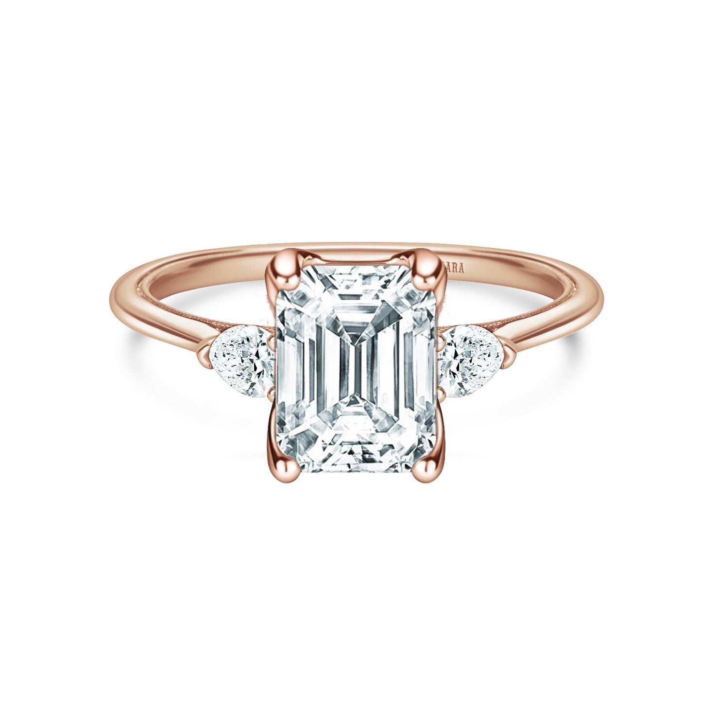 Three Stone Pear Side Stone Diamond Engagement Ring