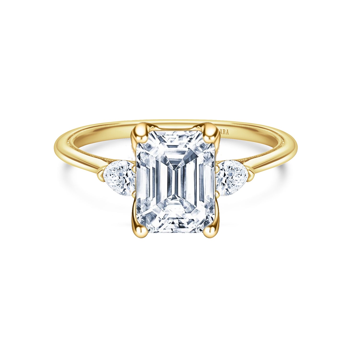 Three Stone Pear Side Stone Diamond Engagement Ring