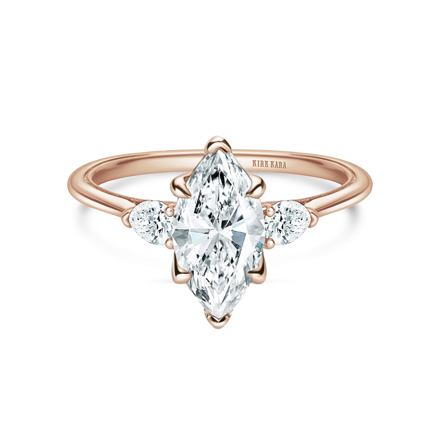 Three Stone Pear Side Stone Diamond Engagement Ring