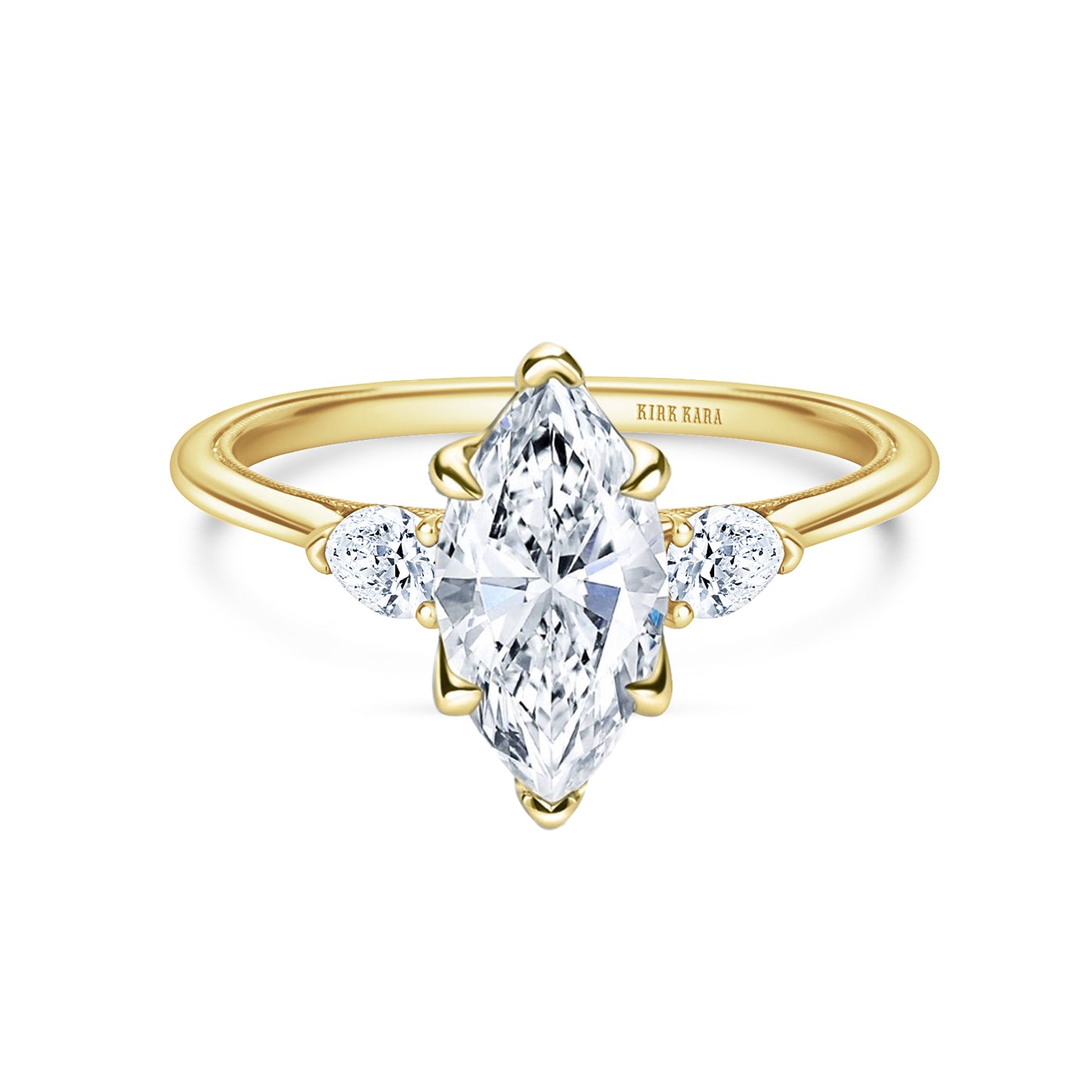 Three Stone Pear Side Stone Diamond Engagement Ring