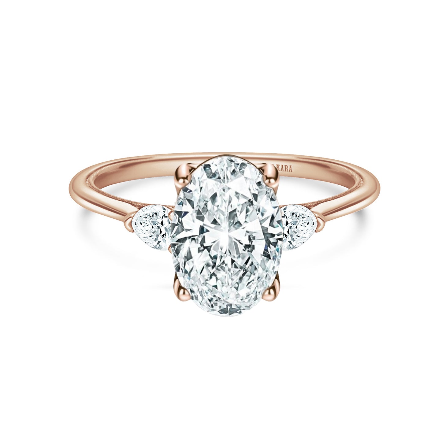 Three Stone Pear Side Stone Diamond Engagement Ring