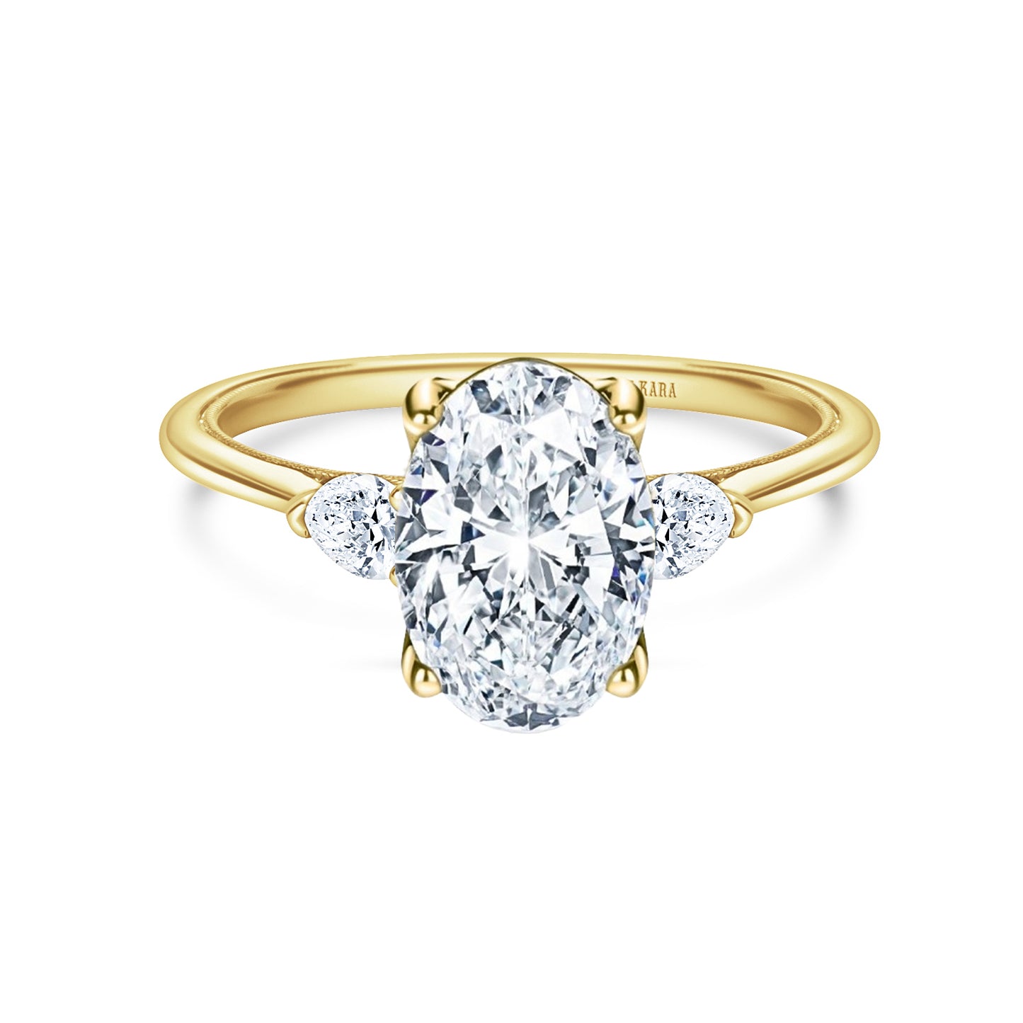 Three Stone Pear Side Stone Diamond Engagement Ring