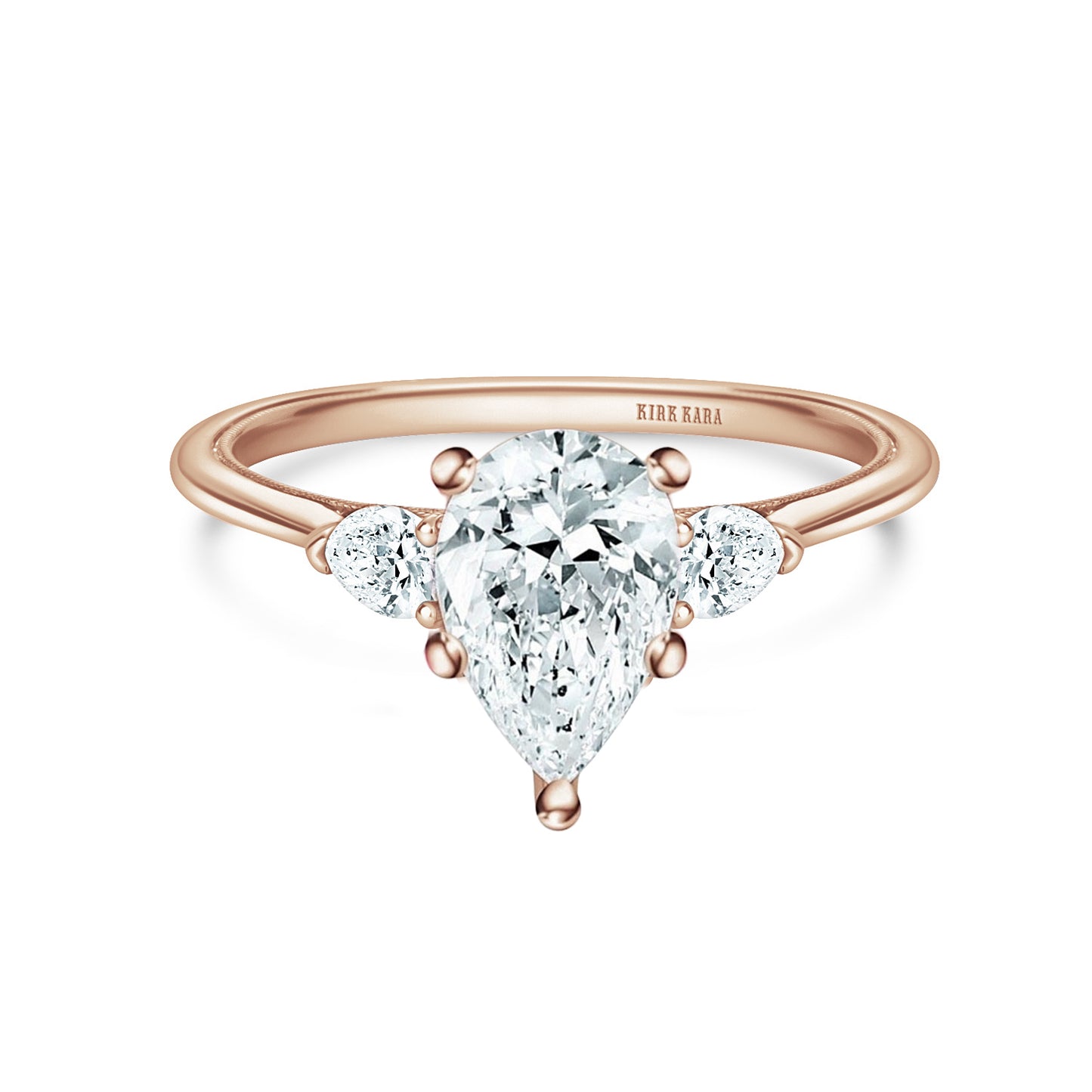 Three Stone Pear Side Stone Diamond Engagement Ring