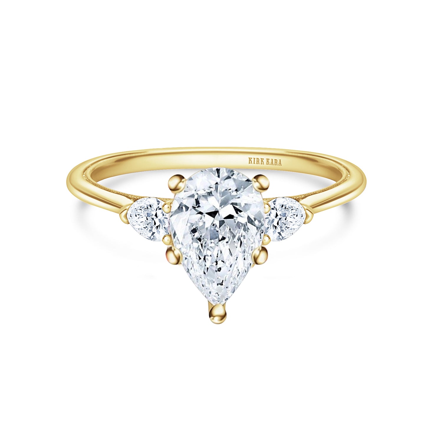 Three Stone Pear Side Stone Diamond Engagement Ring