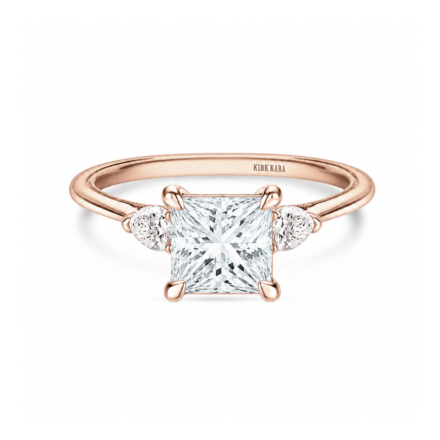 Three Stone Pear Side Stone Diamond Engagement Ring