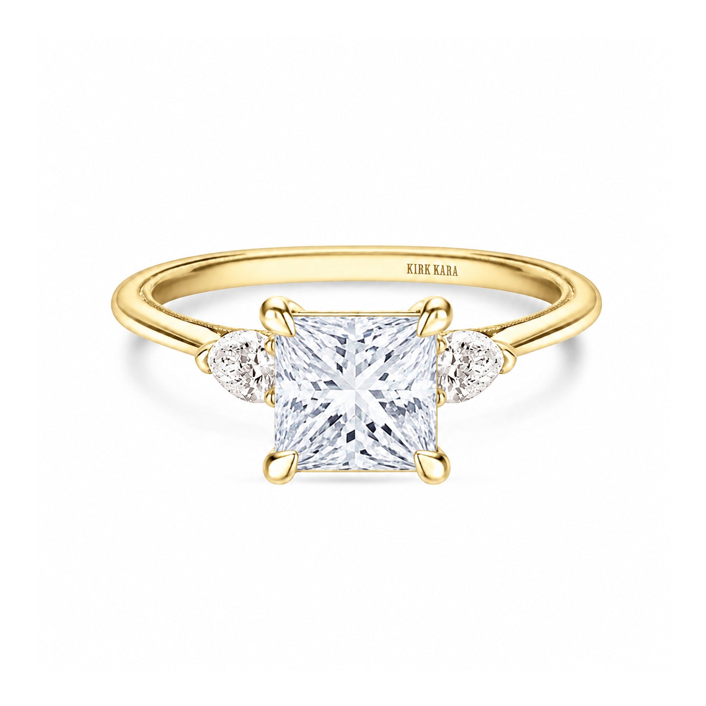 Three Stone Pear Side Stone Diamond Engagement Ring