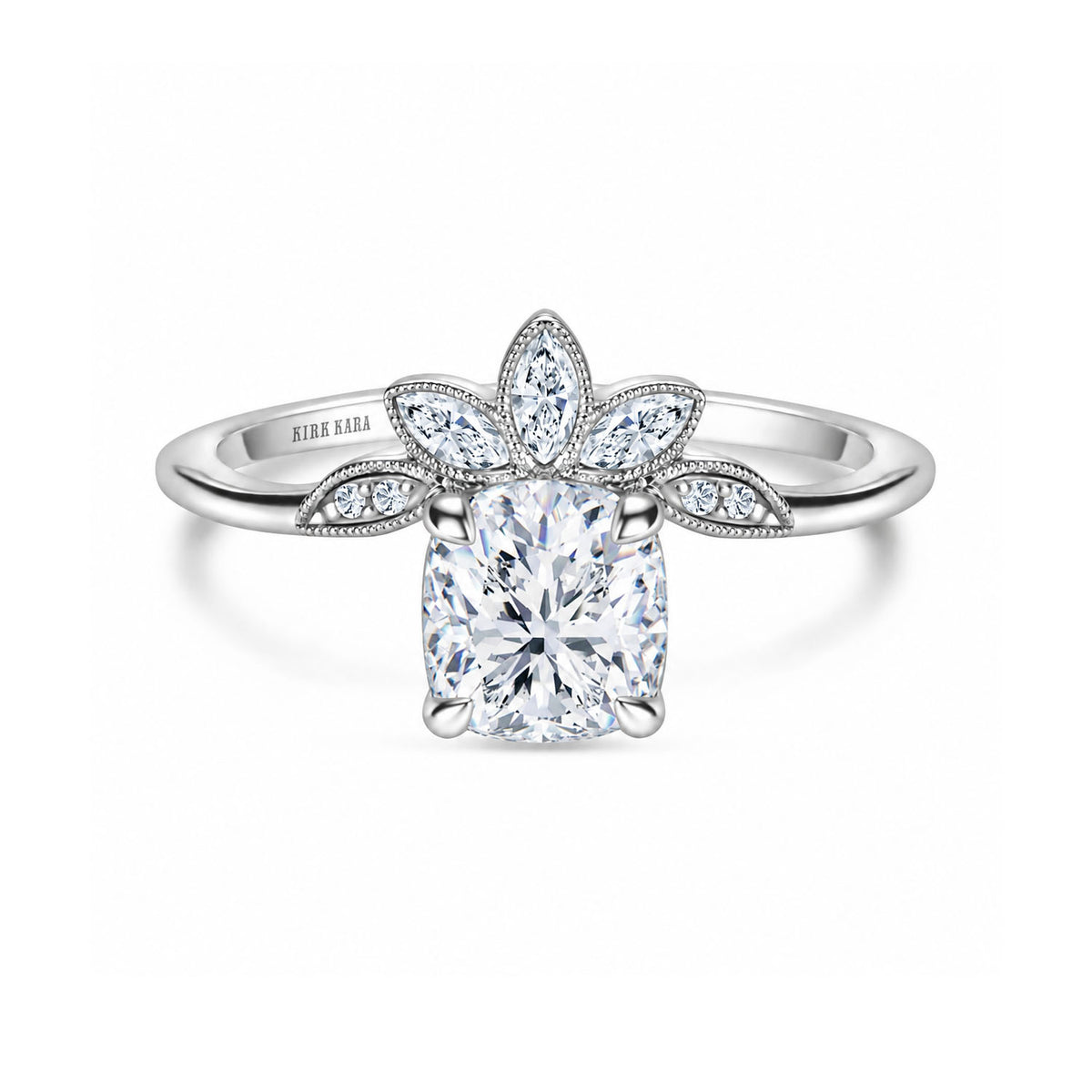 Floral Boho Floating Diamond Engagement Ring