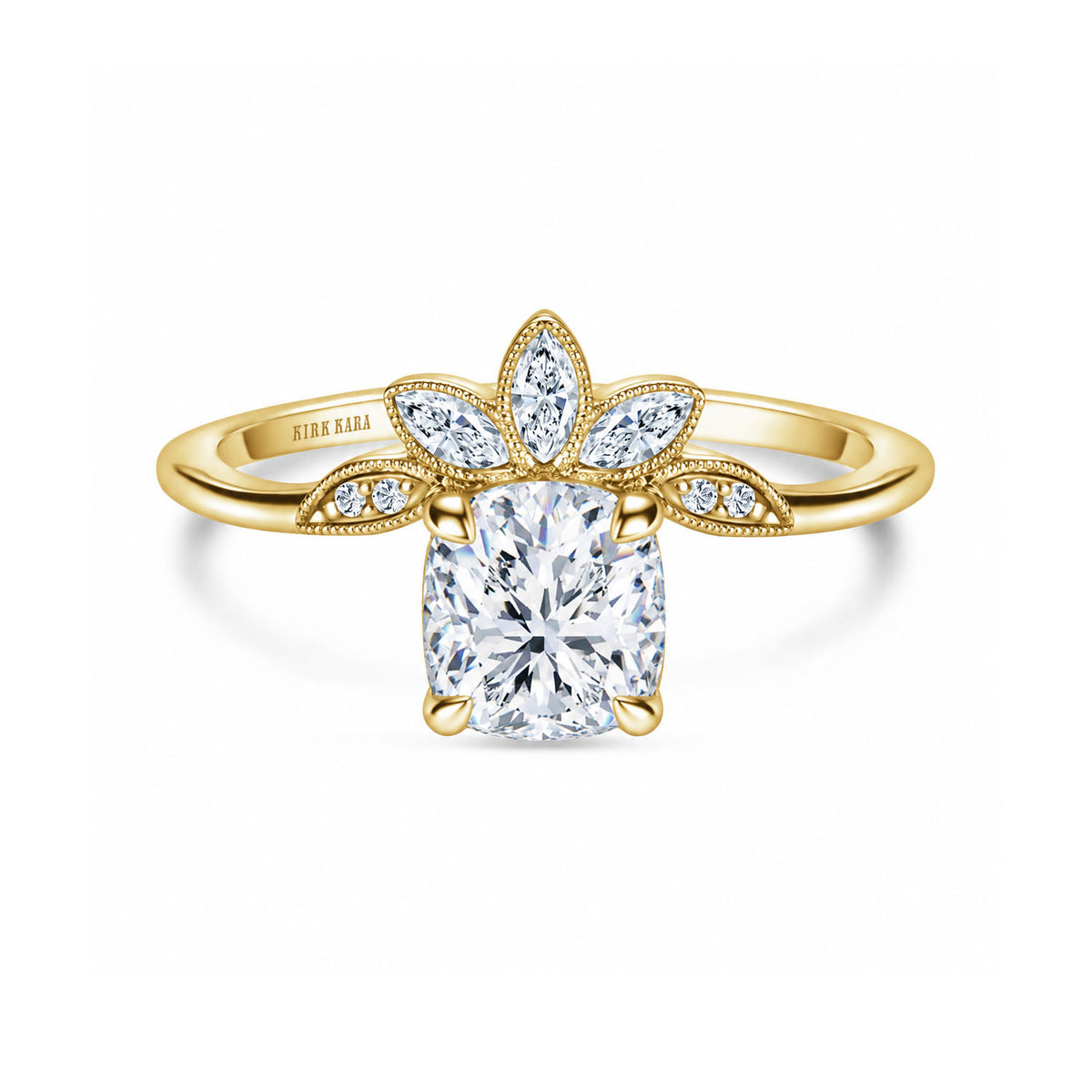 Floral Boho Floating Diamond Engagement Ring