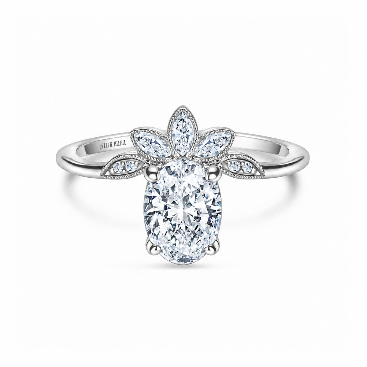 Floral Boho Floating Diamond Engagement Ring
