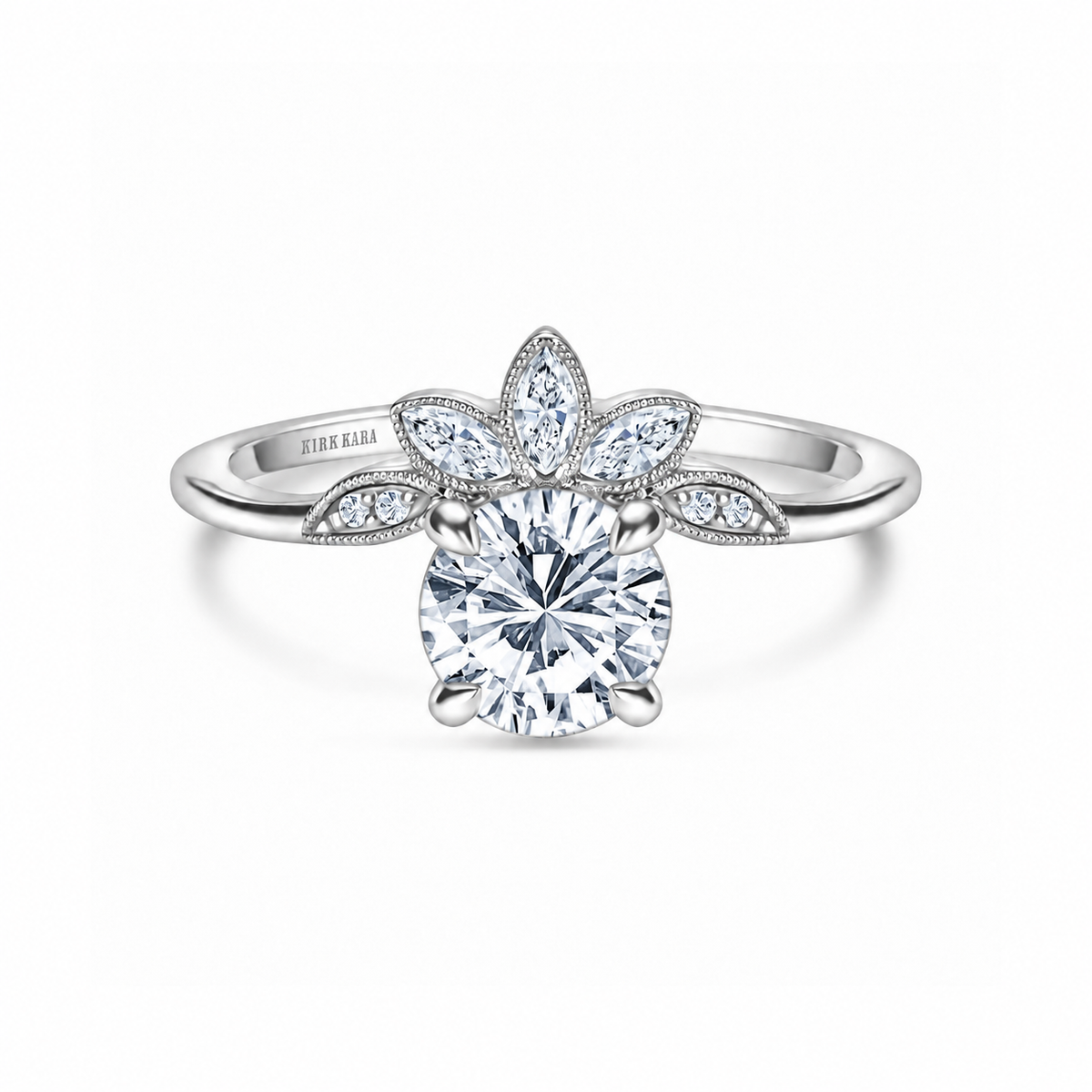 Floral Boho Floating Diamond Engagement Ring
