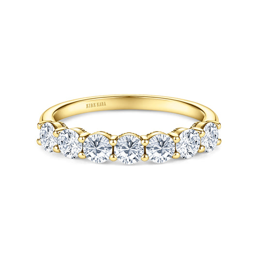 Prong Set Milgrain Round Diamond Wedding Band