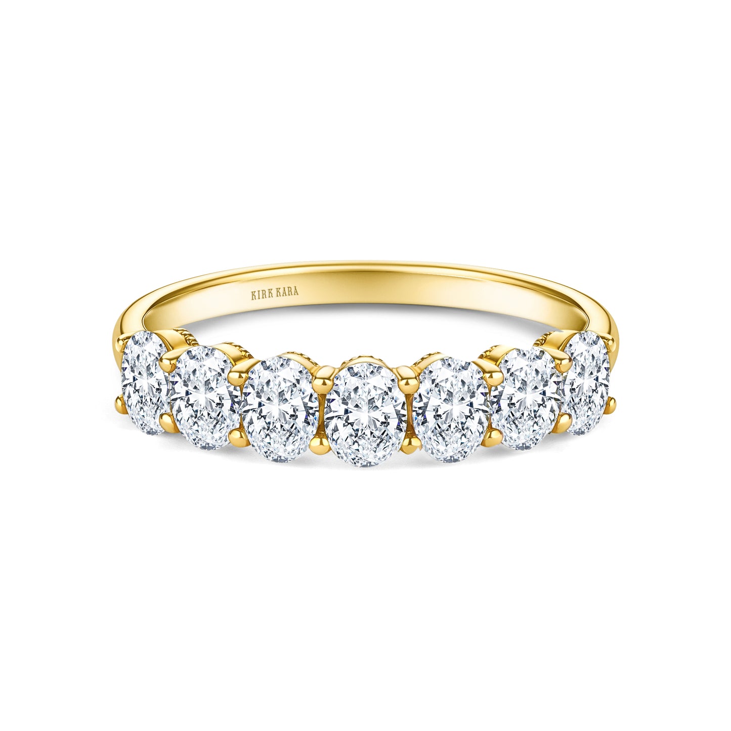 Prong Set Milgrain Oval Diamond Wedding Band