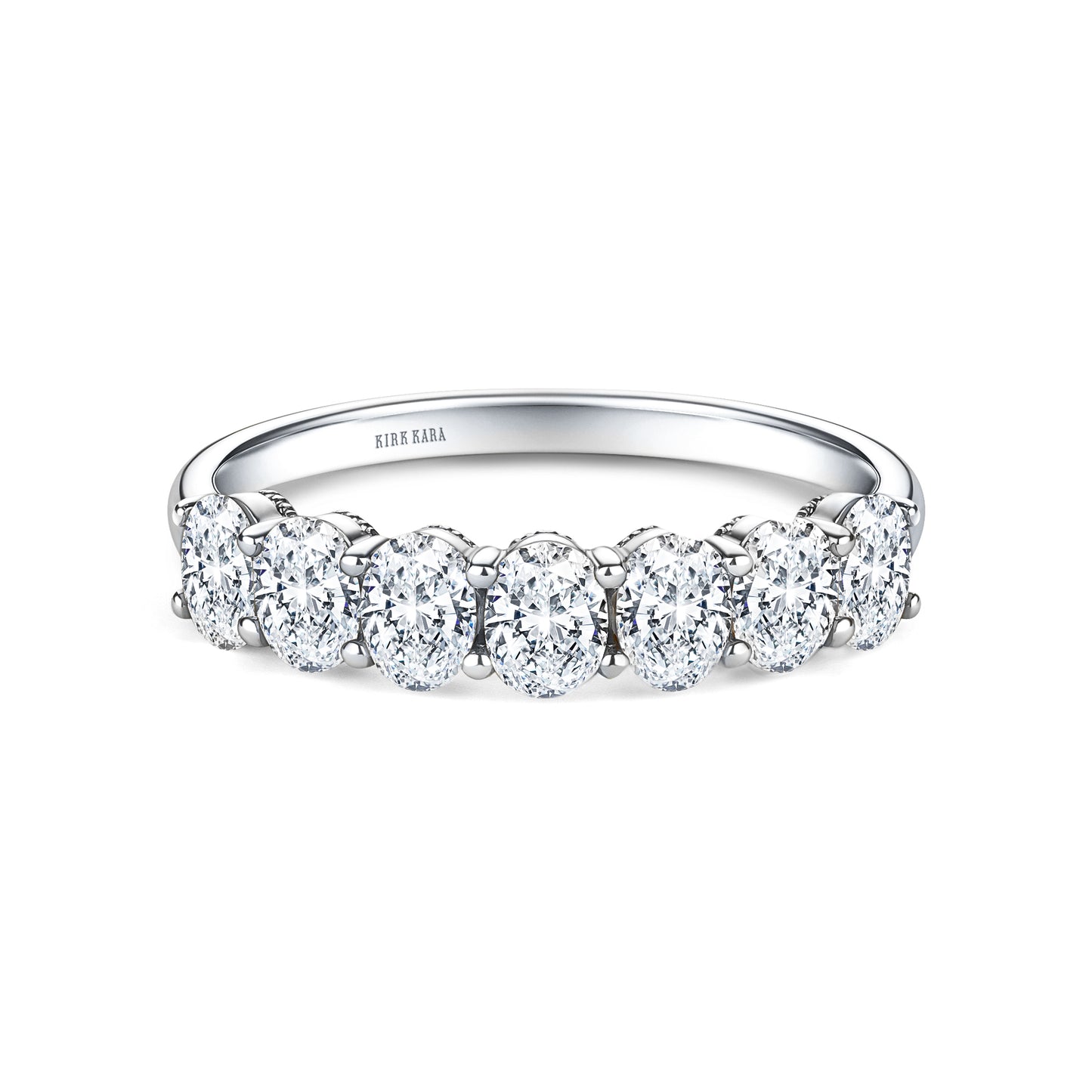 Prong Set Milgrain Oval Diamond Wedding Band