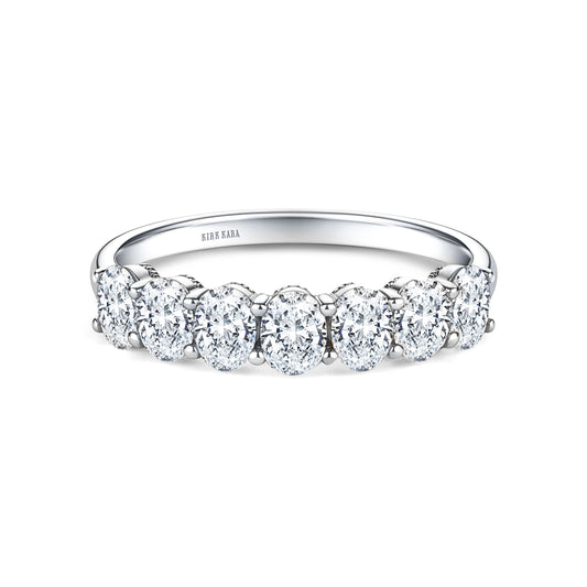 Prong Set Milgrain Oval Diamond Wedding Band