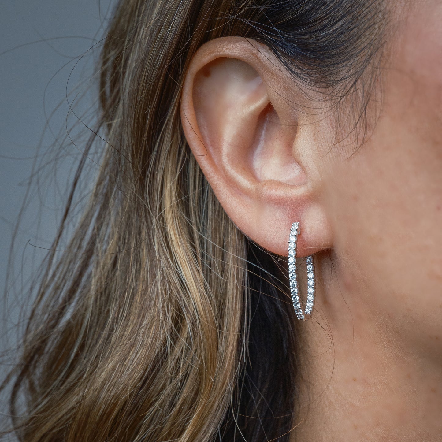 Classic Elongated Lab Grown Inside Out Diamond Hoops