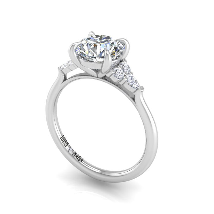 Preset Cluster Side Stone Round Lab Diamond Engagement Ring