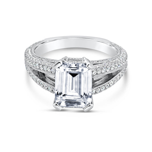 Elegant Micro Pavé Split Shank Diamond Engagement Ring