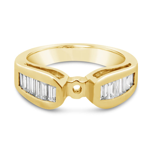 18k Yellow Gold Baguette Diamond Engagement Ring